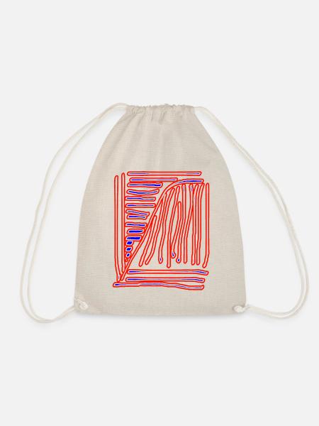 kaligraphy drawing blue red - Drawstring Bag - nature