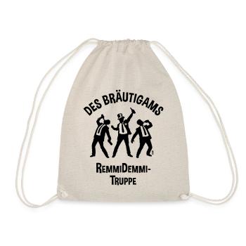 Des Bräutigams Remmidemmi-Truppe (JGA Bier Team B) - Turnbeutel - Natur - Vorne