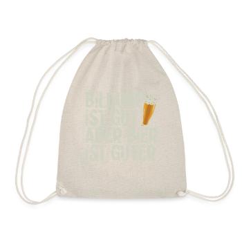 Funny Beer Saying: Education Good, Beer Better - Drawstring Bag - nature - Front