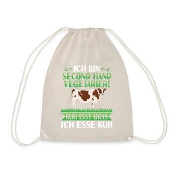 Funny Cow Grill Shirt Second Hand Vegetarian - Drawstring Bag - nature - Front