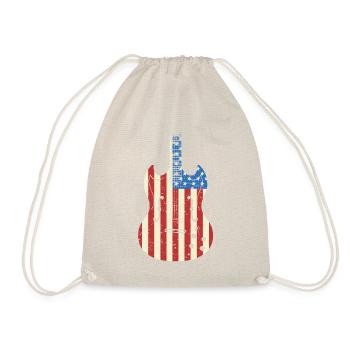 4th of July American Flag Guitar Tee - Turnbeutel - Natur - Vorne