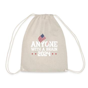 2024 Brain Vote Democracy Anti- Tee - Drawstring Bag - nature - Front
