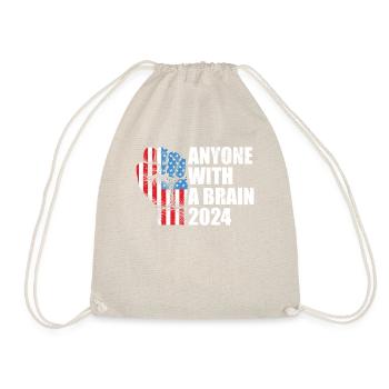 2024 Brain Vote Democracy Anti- Tee - Drawstring Bag - nature - Front