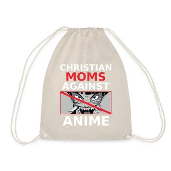 Christian Moms Against Anime Humor Tee - Drawstring Bag - nature - Front