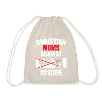 Christian Moms Against Anime Humor Tee - Drawstring Bag - nature - Front