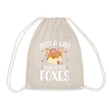 Cute Fox Lover Girl T-shirt - Drawstring Bag - nature - Front