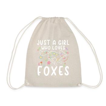 Cute Fox Lover Girl T-shirt - Drawstring Bag - nature - Front