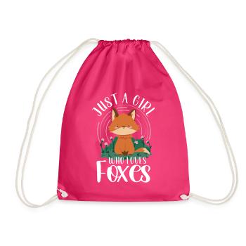 Niedliches Fox Lover Girl T-shirt - Turnbeutel - Fuchsia - Vorne