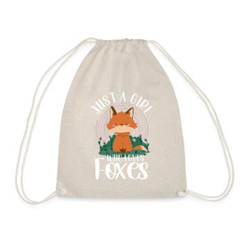 Cute Fox Lover Girl T-shirt - Drawstring Bag - nature - Front