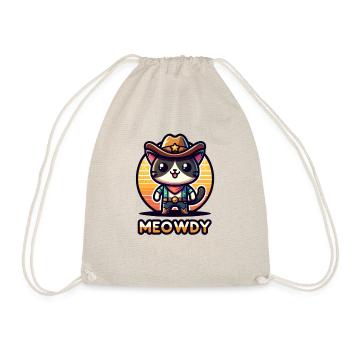 Niedliches Meowdy Cat Cowboy Pun Shirt - Turnbeutel - Natur - Vorne