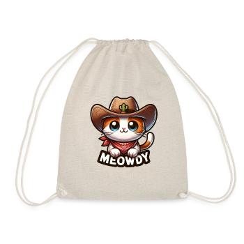 Niedliches Meowdy Cat Cowboy Pun Shirt - Turnbeutel - Natur - Vorne
