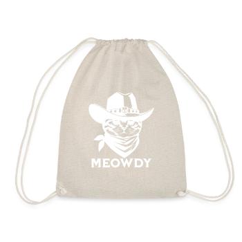 Niedliches Meowdy Cat Cowboy Pun Shirt - Turnbeutel - Natur - Vorne
