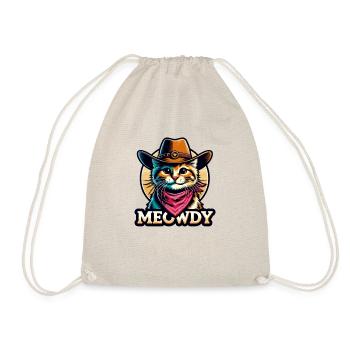 Niedliches Meowdy Cat Cowboy Pun Shirt - Turnbeutel - Natur - Vorne