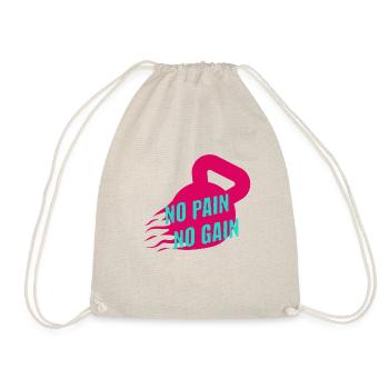 No Pain No Gain Gym Inspiration Tee - Drawstring Bag - nature - Front