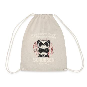 Funny Shoving Panda Saying Shirt - Drawstring Bag - nature - Front