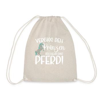 Pferd über Prinzen Lustiges Tee - Turnbeutel - Natur - Vorne