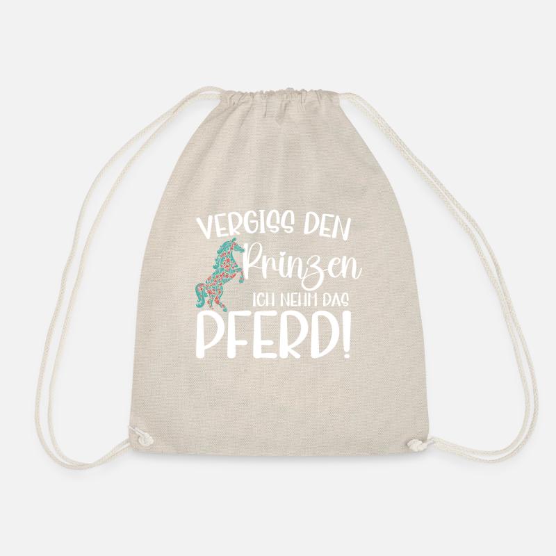 Pferd über Prinzen Lustiges Tee - Turnbeutel - Natur