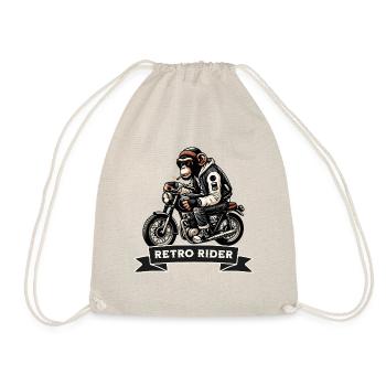 Retro Rider Vintage Motorrad Tee - Turnbeutel - Natur - Vorne