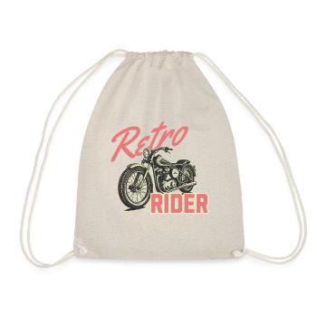 Retro Rider Vintage Motorrad Tee - Turnbeutel - Natur - Vorne