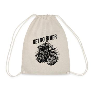 Retro Rider Vintage Motorrad Tee - Turnbeutel - Natur - Vorne
