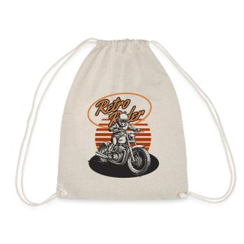 Retro Rider Vintage Motorrad Tee - Turnbeutel - Natur - Vorne
