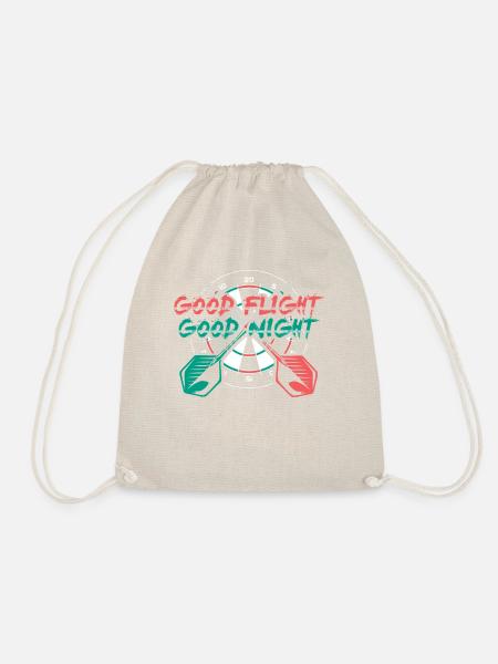 Darts Good Flight Night Motiv Tee - Turnbeutel - Natur