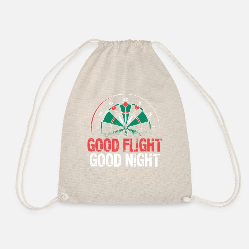 Darts Good Flight Night Motiv Tee - Turnbeutel - Natur
