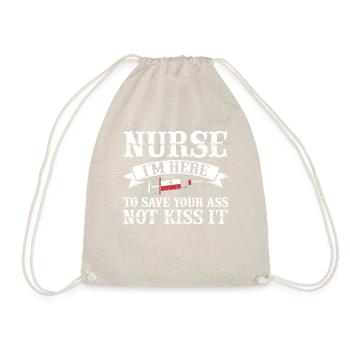 T-shirt "nurse Save Your Ass Not Kiss It" - Drawstring Bag - nature - Front