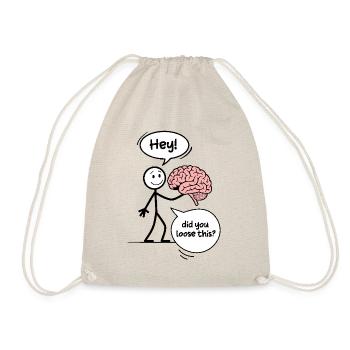 Funny Stickman Asking About a Lost Brain - Drawstring Bag - nature - Front