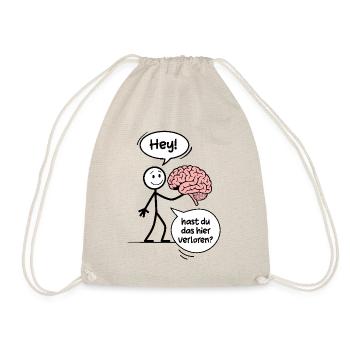 Funny stick figure with lost brain - Drawstring Bag - nature - Front