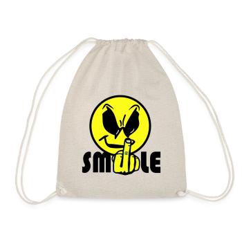 Smile Text Logo - Drawstring Bag - nature - Front
