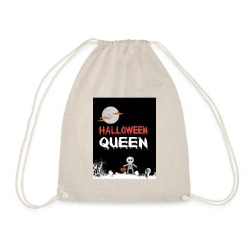 Halloween Queen Süßigkeiten | Skelett bei Vollmond - Turnbeutel - Natur - Vorne