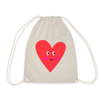 Doux cœur avec visage pour l’amour de la Saint-Valentin - Sac de sport léger - nature - Devant