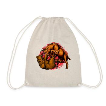 Bear versus bull, stock market fight, animal fight - Drawstring Bag - nature - Front