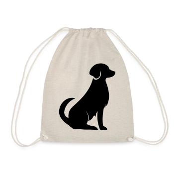 Dog vector shadow graphic. dog black shadow - Drawstring Bag - nature - Front