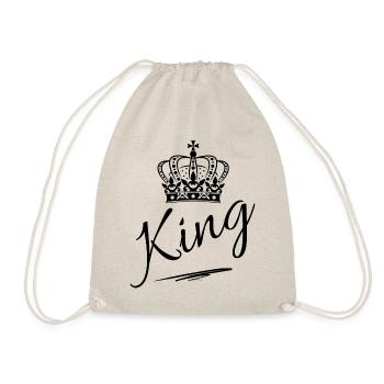 Krone mit Schriftzug King-schwarz - Turnbeutel - Natur - Vorne
