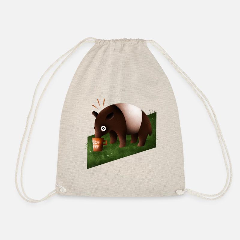 Coffee Tapir - Tired Tapir - Drawstring Bag - nature