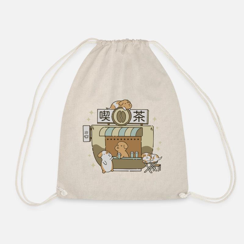 Dog Cafe - Drawstring Bag - nature