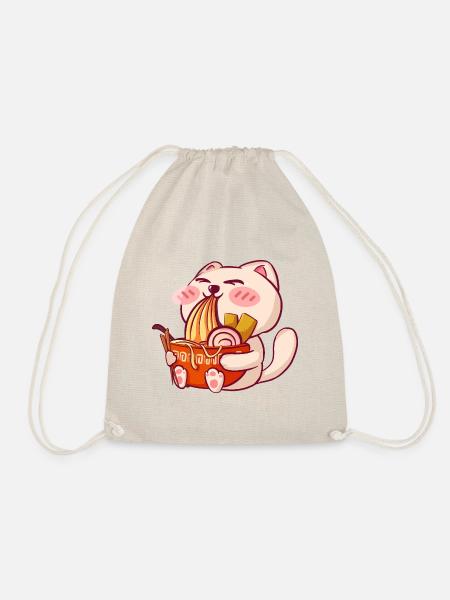 Kawaii Katze isst Ramen Neko Japan Fan Anime Otaku - Turnbeutel - Natur