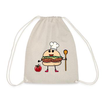 Fast Food Burgers Cooking Amateur Chef Host - Drawstring Bag - nature - Front