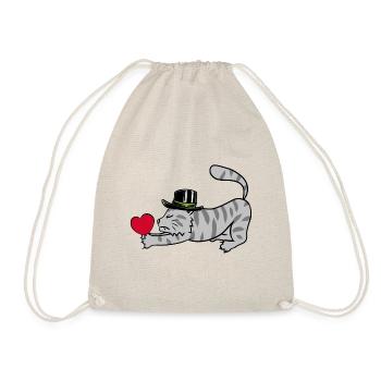 Heart Cat Cat Warm Love Pet Romance - Drawstring Bag - nature - Front
