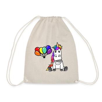 LGBT Einhorn Gay Pride Regenbogen Luftballons - Turnbeutel - Natur - Vorne