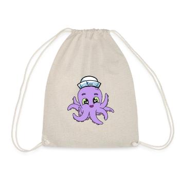 Krake Kraken maritim Fisch Fische Kinder Baby - Turnbeutel - Natur - Vorne