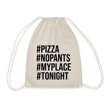 #pizzanight (black) - Drawstring Bag - nature - Front