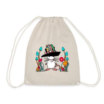 Autumn Mouse Hippie Vintage Retro Rodent Rat - Drawstring Bag - nature - Front