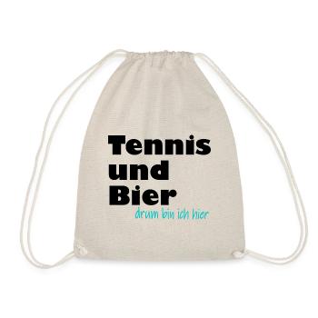 tennis und bier drum bin ich hier schwarz - Turnbeutel - Natur - Vorne