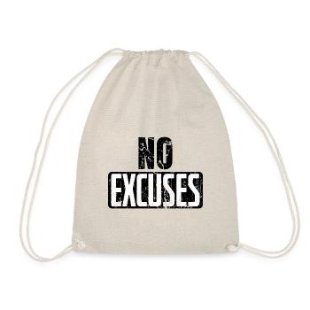 No Excuses Gym Weight Training Fitness Saying - Drawstring Bag - nature - Front