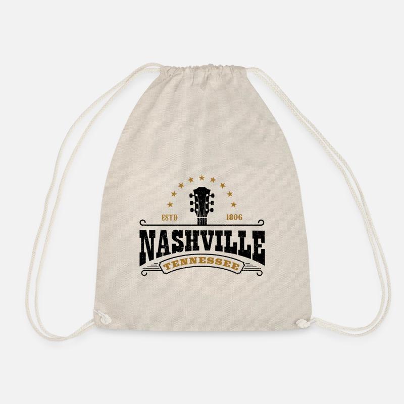 Guitar Nashville Tennessee Musician Gift - Drawstring Bag - nature