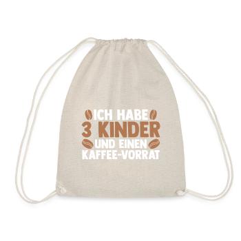 Mama Von 3 Kindern Kaffe - Turnbeutel - Natur - Vorne