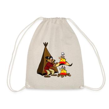 indians funny smoke sign fire 0c - Drawstring Bag - nature - Front